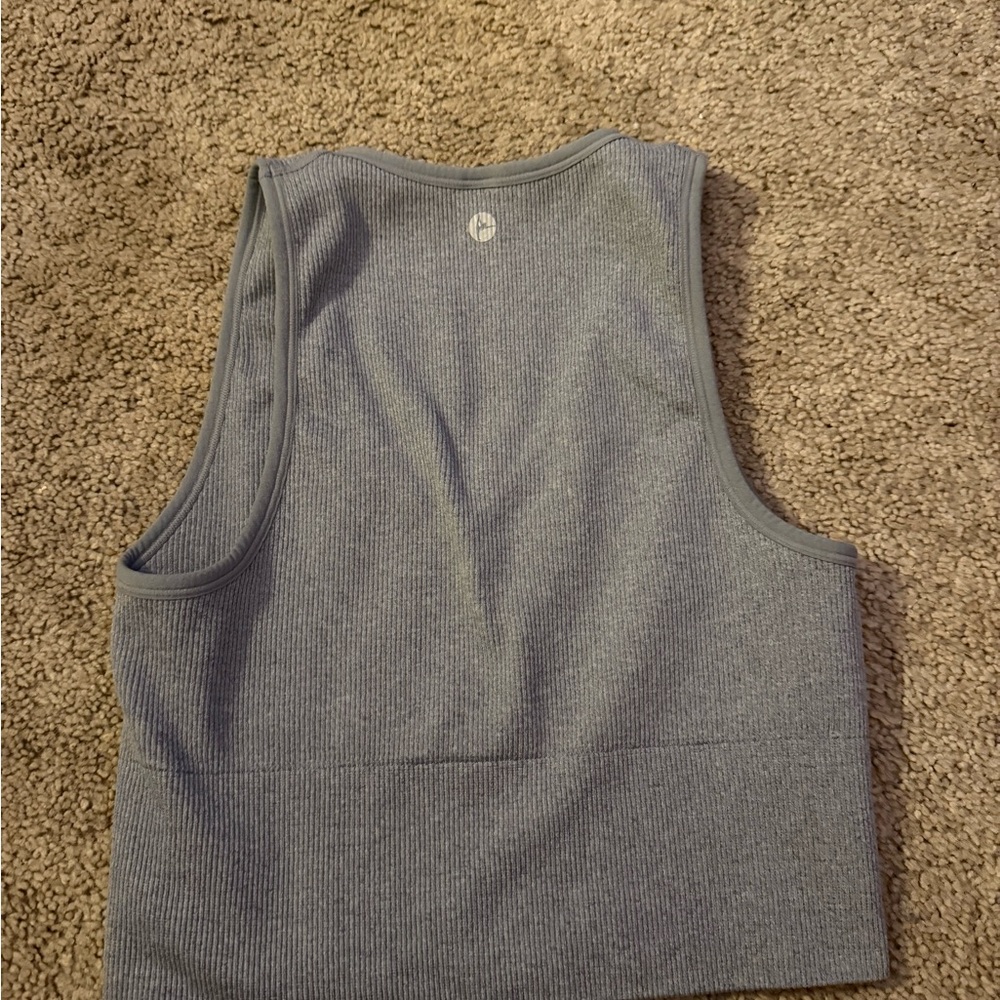 Gray Ribbed V-Neck Women's Top - Picture 2 of 2